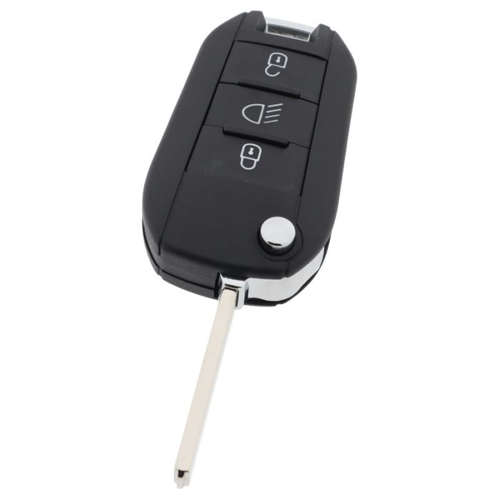 Peugeot 3-knapps vikbar nyckel - nyckelblad rakt - tryckknappsbelysning main product photo