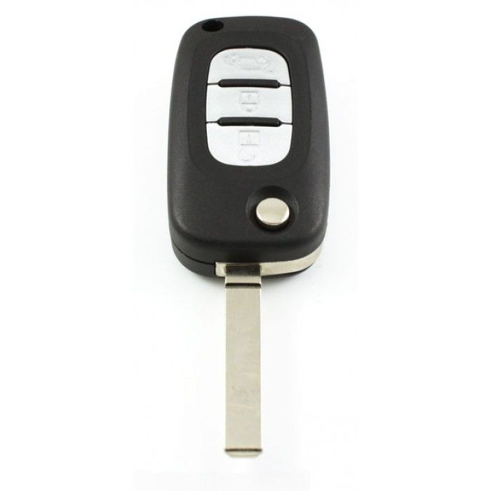 Renault vikbar nyckel med 3 knappar - nyckelblad rakt med elektronik 433MHZ - PCF7961 transponder main product photo