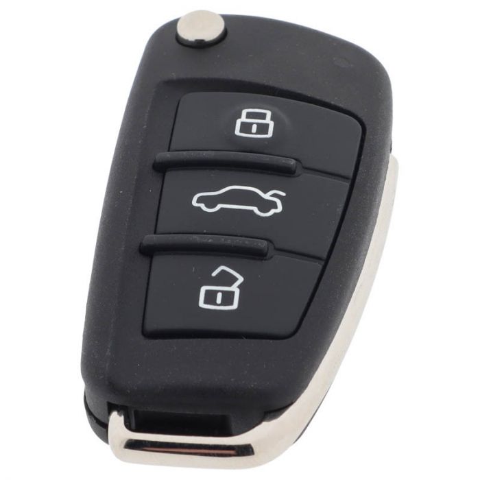 Audi 3-knapps vikbar nyckel - nyckelblad rakt med elektronik 434MHZ - ID48 transponder - 8XO 837220D