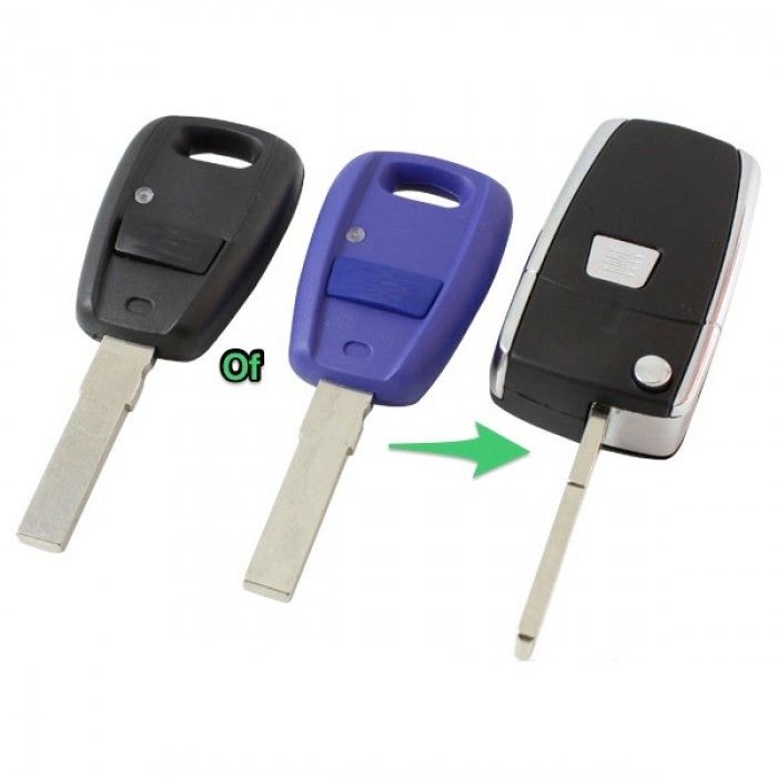 Fiat 1-knapps viknyckel svart - nyckelblad rakt (ombyggnadssats) main product photo