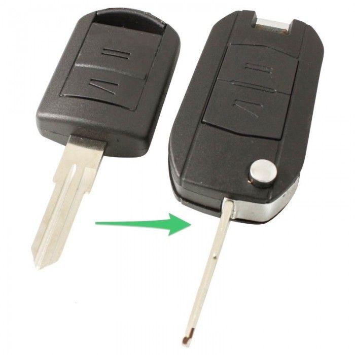 Opel 2-knapps vikbar nyckel - nyckelbladets skåra vänster (ombyggnadssats) main product photo