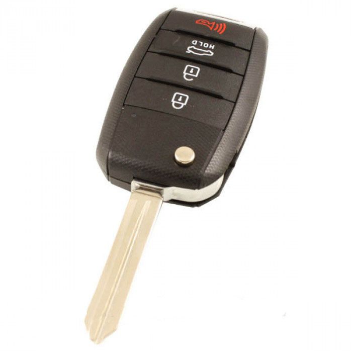 Kia 4-knapps vikbar nyckel med panikknapp - nyckelblad rakt med skåra main product photo