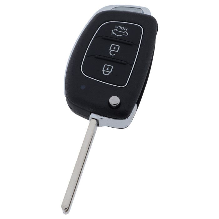 Hyundai 3-knapps vikbar nyckel - nyckelblad rakt med skåra höger för Hyundai i20, Hyundai Tucson, Hyundai Santa Fe och andra main product photo