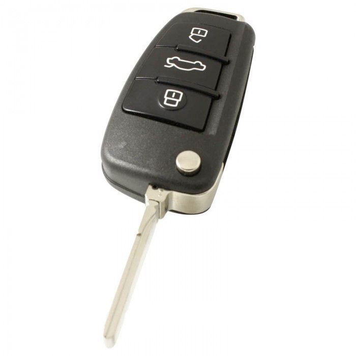 Audi 3-knapps vikbar nyckel - nyckelblad rakt med elektronik 433MHZ - ID48 transponder main product photo