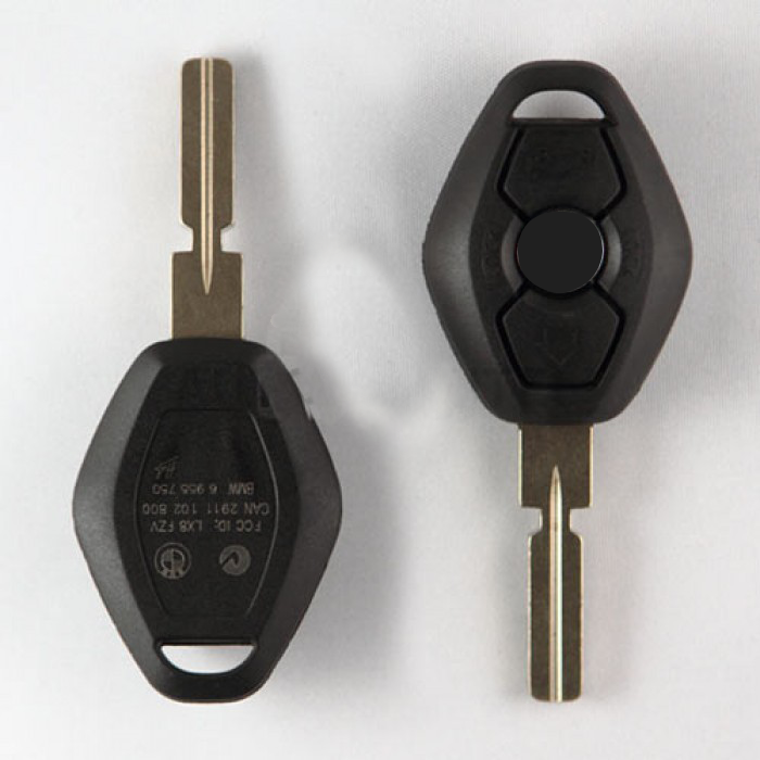 BMW 3-knapps nyckelhus - nyckelblad rakt med skåra mitt med elektronik 434MHZ - 7935 transponder main product photo