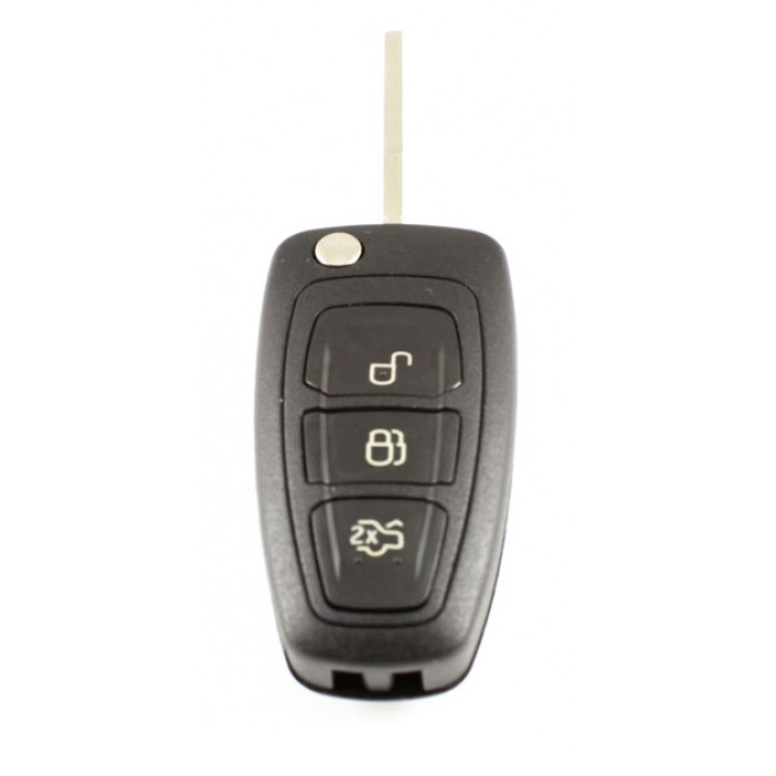 Ford 3-knapps vikbar nyckel - nyckelblad rakt med elektronik 433MHZ - ID63 transponder för Ford Transit (OEM) main product photo