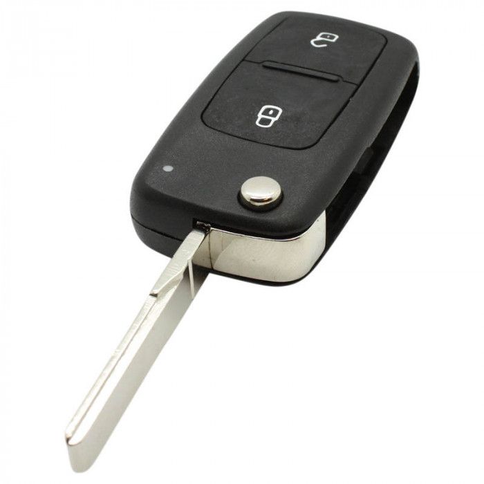 Volkswagen 2-knapps viknyckel - nyckelblad rakt med skåra med elektronik 433MHZ - ID48 transponder main product photo