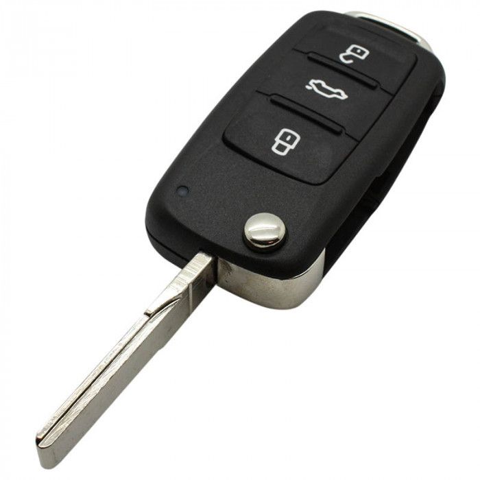 Volkswagen 3-knapps viknyckel - nyckelblad rakt med skåra med elektronik 434 MHZ och transponder (nyare modeller) - 5K0837202AD main product photo