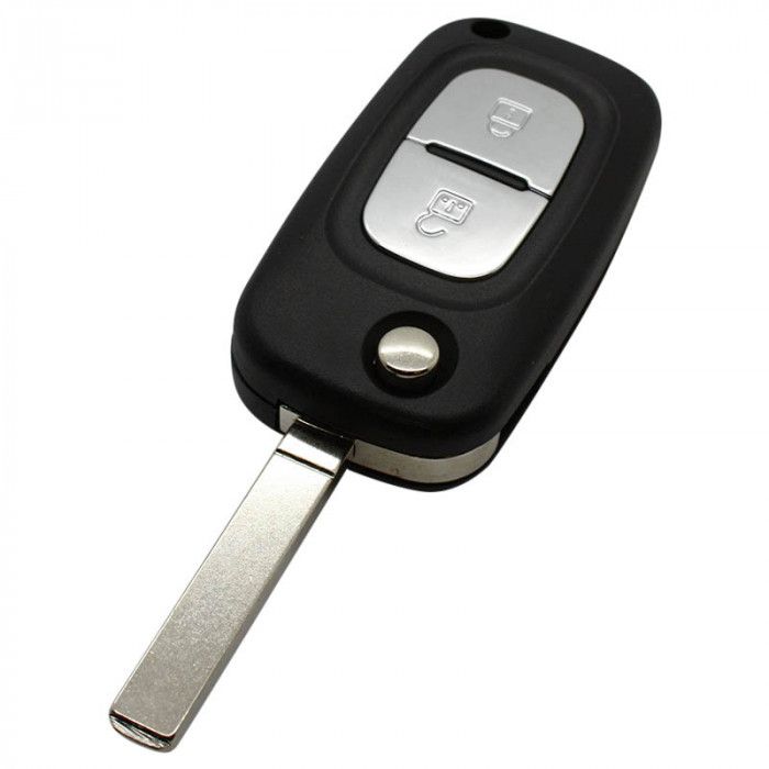Renault vikbar nyckel med 2 knappar - nyckelblad rakt med elektronik 433MHZ - PCF7946 - ID46 transponder main product photo