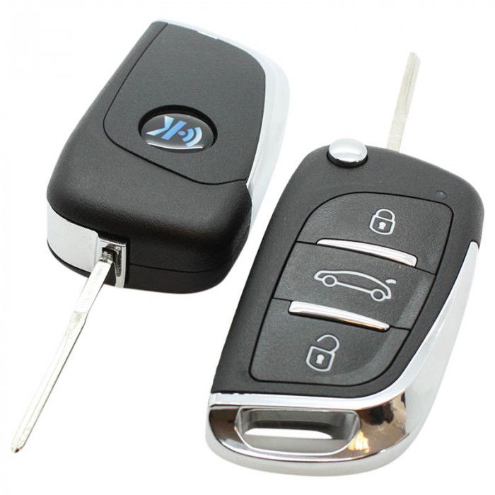 Mitsubishi 3-knapps vikbar nyckel - nyckelblad rakt med elektronik 433MHZ - ID46 transponder - Mitsubishi Colt