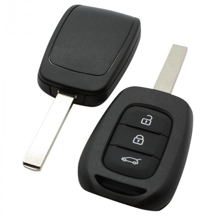 Dacia 3-knapps nyckelhus - nyckelblad rakt med elektronik 434MHZ - PCF7961 transponder