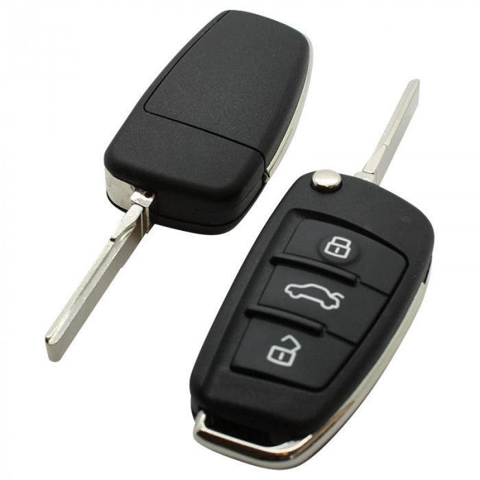 Audi 3-knops klapsleutel - sleutelbaard recht met elektronica 433MHZ - ID48 transponder - 8E0 837 220Q - 220K - 220D