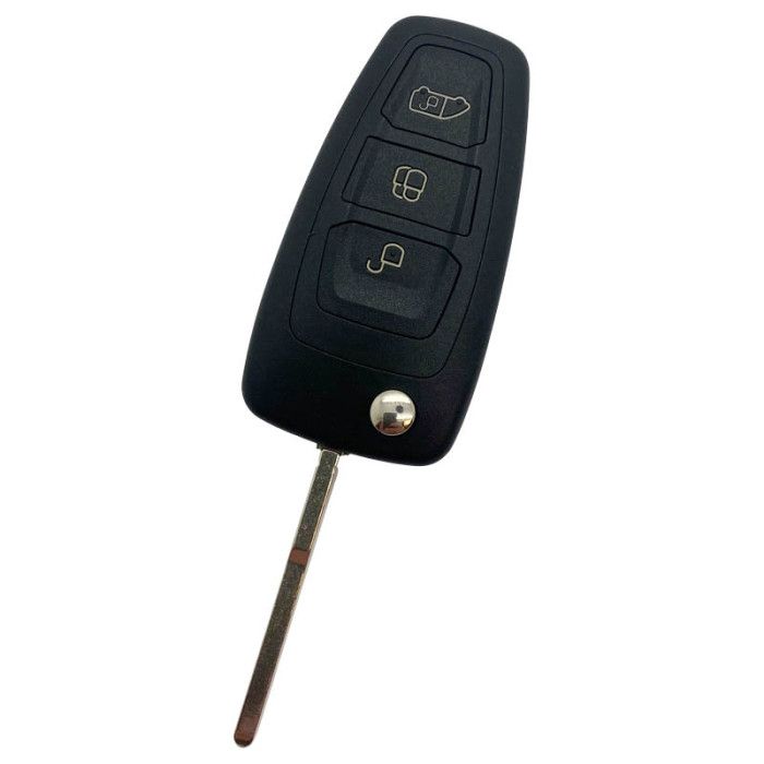 Ford 3-knapps vikbar nyckel - nyckelblad rakt med elektronik 434MHZ - ID49 transponder main product photo