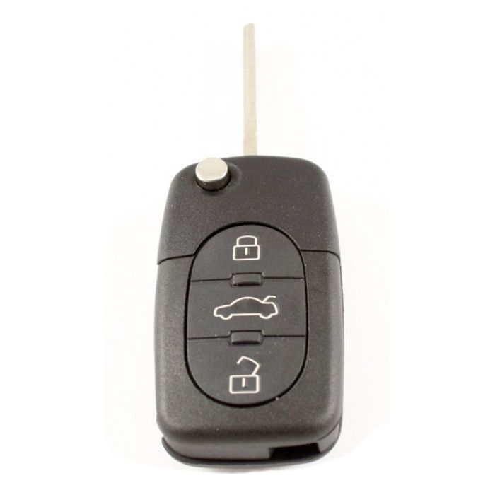Audi 3-knapps viknyckel - nyckelblad rakt med skåra på sidan - 2 batterier (modell 2) main product photo