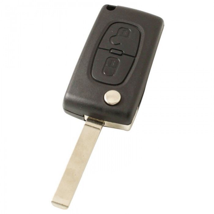 Citroën vikbar nyckel med 2 knappar - nyckelblad rakt - batteri i hölje main product photo