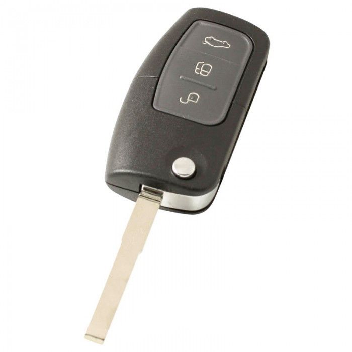 Ford 3-knapps vikbar nyckel - nyckelblad rakt med elektronik 433MHZ - 4D63 transponder main product photo