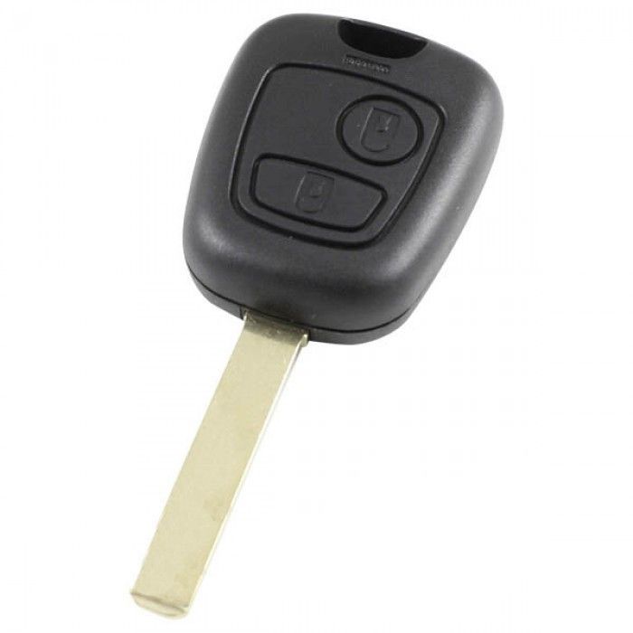 Peugeot 2-knapps nyckelhus - nyckelblad rakt med skårsida med elektronik 433MHZ - PCF7961 transponder main product photo