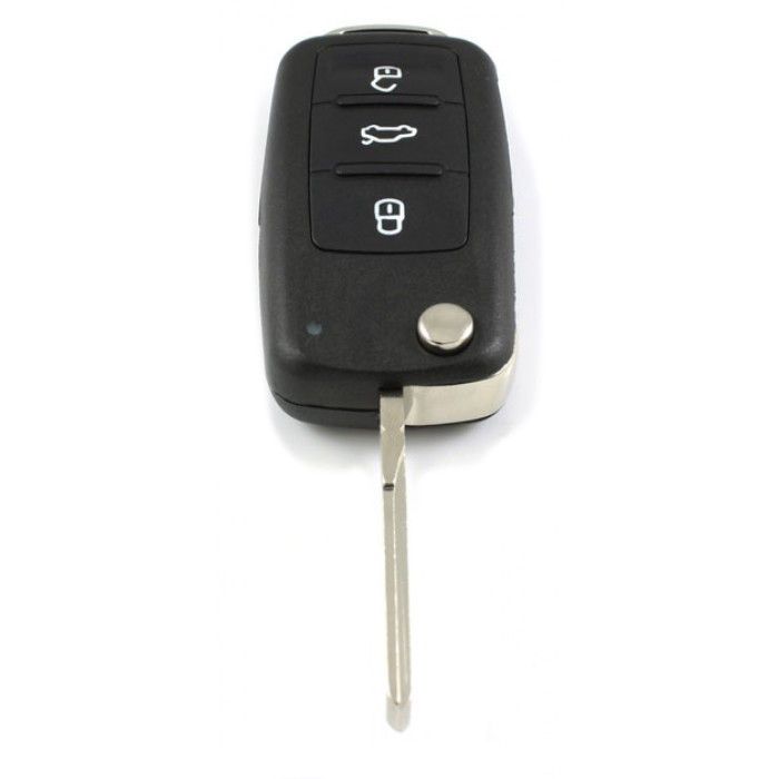 Volkswagen 3-knapps viknyckel - nyckelblad rakt med skåra på sidan (ny modell) main product photo