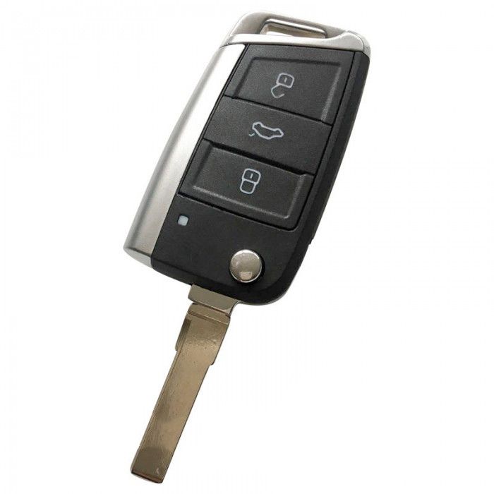 Volkswagen 3-knapps viknyckel - nyckelblad rakt med skåra på sidan (oa Golf 7) main product photo