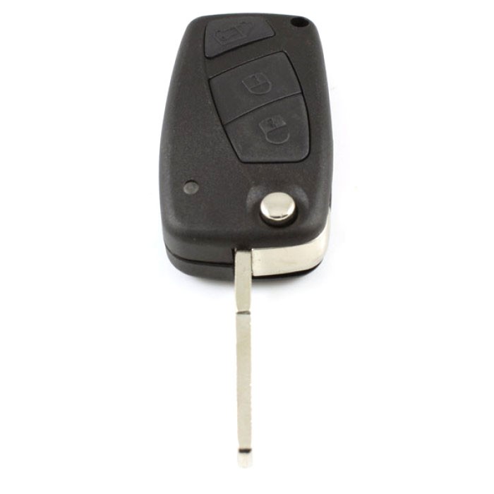 Fiat 3-knapps vikbar nyckel svart - nyckelblad rakt Image
