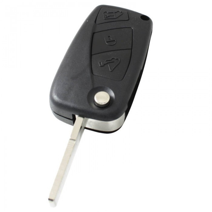 Fiat 3-knapps vikbar nyckel - nyckelblad rak med elektronik 433MHZ - PCF7941A - HITAG 2 - ID46 - svart Image