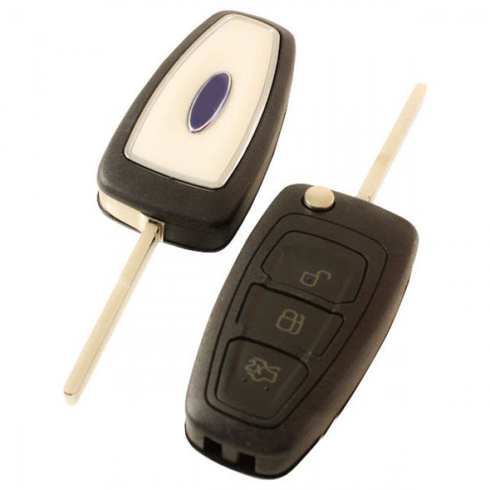 Ford 3-knapps vikbar nyckel - nyckelblad rak (vit) Image