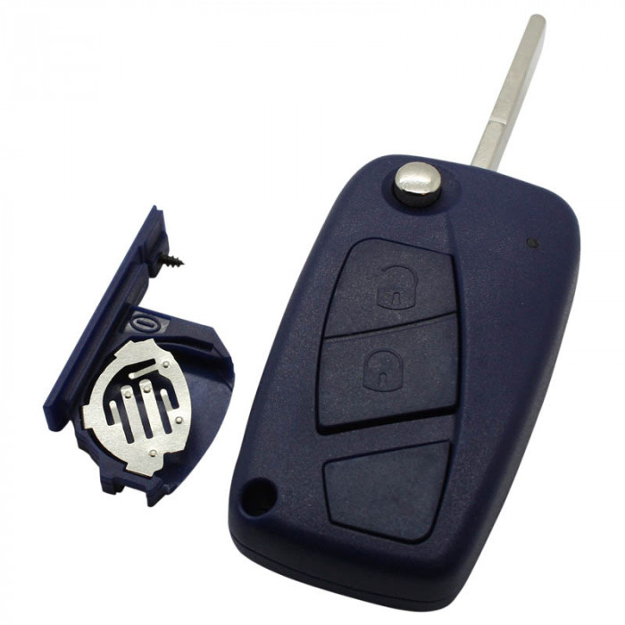 Fiat 2-knapps viknyckel blå - nyckelblad rakt (modell 2) Image