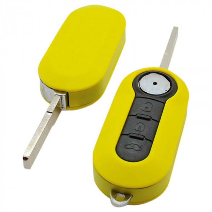 Fiat 3-knapps viknyckel gul - nyckelblad rakt Image