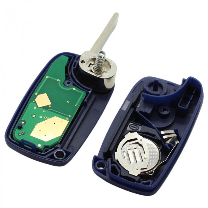 Fiat 3-knapps vikbar nyckel - nyckelblad rak med elektronik 434MHZ - PCF7946 - lila Image