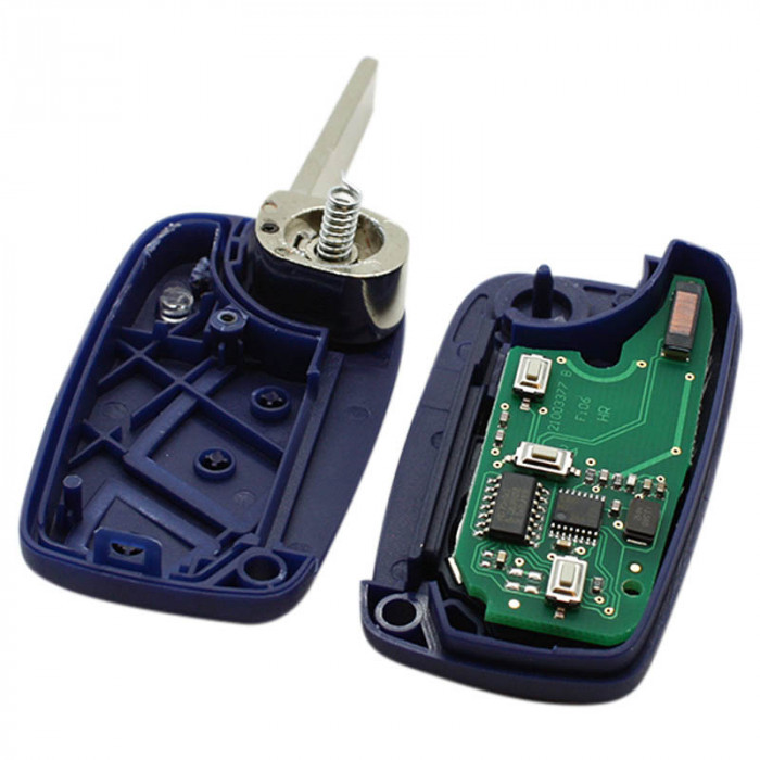 Fiat 2-knapps vikbar nyckel lila - nyckelblad rak med elektronik 434MHZ - PCF7946 transponder Image