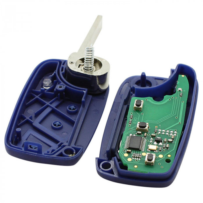 Fiat 3-knapps vikbar nyckel - nyckelblad rak med elektronik 433MHZ - PCF7941A - HITAG 2 - ID46 - Fiat Panda (2003-2012) Image