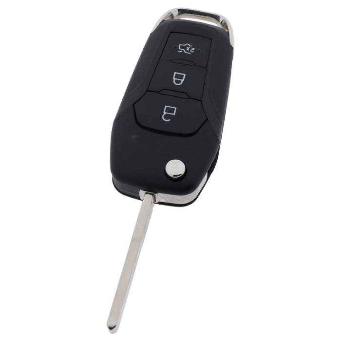 Ford 3-knapps vikbar nyckel - nyckelblad rakt med elektronik 434MHZ - ID49 transponder Image