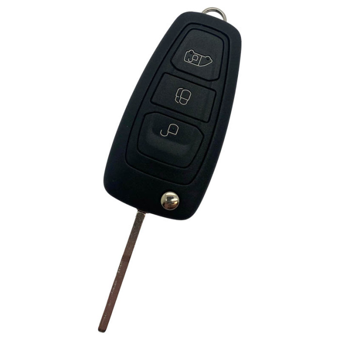 Ford 3-knapps vikbar nyckel - nyckelblad rak med elektronik 434MHZ - Hitag Pro - 49 Chip - GK2T-15K601-AA - A2C94379402 lämplig för Ford Transit (OEM) Image