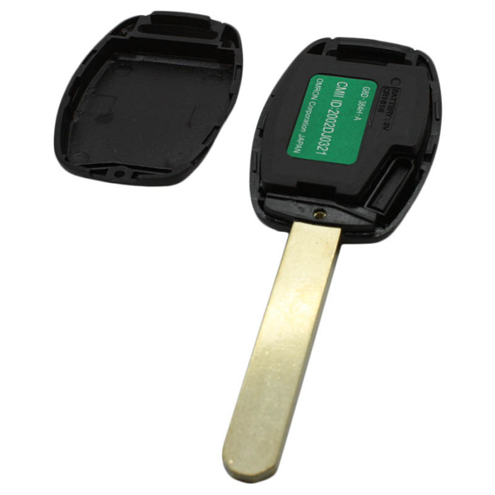 Honda 3-knapps nyckelhus med panikknapp - nyckelblad rakt med elektronik 433MHZ - ID48-transponder Image