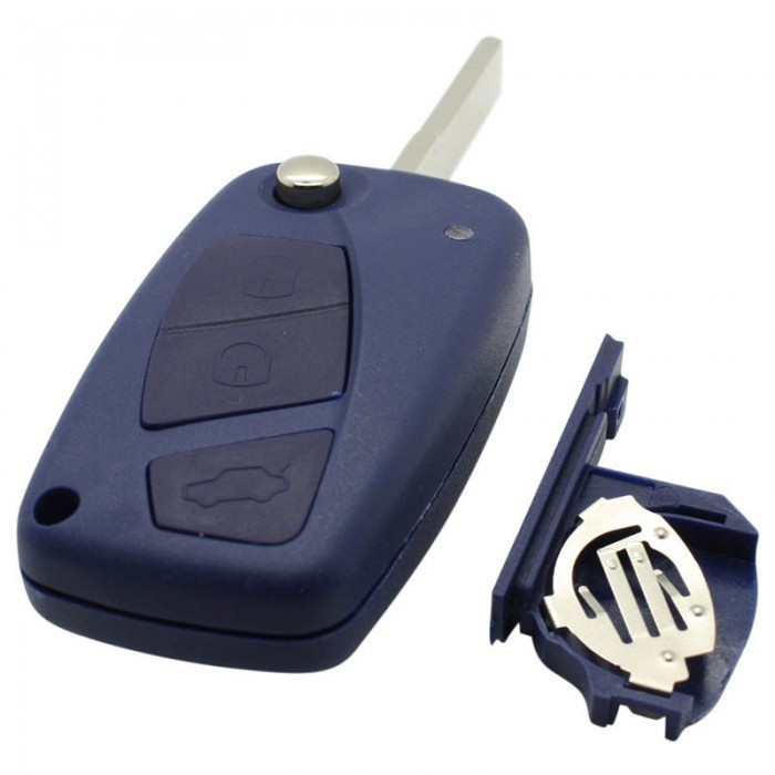 Fiat vikbar nyckel med 3 knappar - nyckelblad rakt med elektronik 433MHZ - ID48 - Fiat Bravo och Fiat Stilo Image