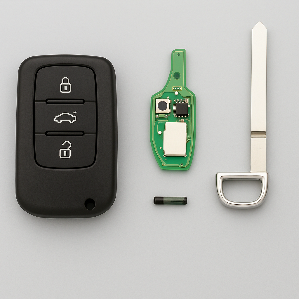 Vad är skillnaden mellan en transponder, fjärrkontroll och nyckelblad?